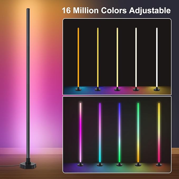 Smart Corner Floor Lamp,RGB LED Corner Lamp Compatible with Alexa & App,Remote Control,16 Million DIY Colors, Music Sync, Timer Setting for Living Rooms, Bedrooms and Gaming Rooms(2 Pack) - LeafyLoom