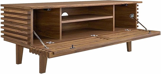 Modway Render 46" Mid-Century Modern Low Profile TV Stand in Walnut, 46 Inch - LeafyLoom