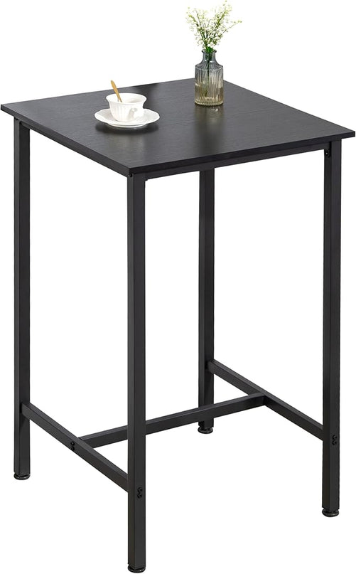Finnhomy Bar Table, 23.6" Pub Table High Top Table, Square Bar Height Table, Counter Height Cocktail Table, Small Kitchen Table Set for 2, Breakfast for Kitchen, Living Room, Rustic Black - LeafyLoom