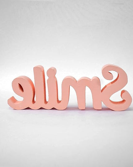 Smile – Peach, Aesthetic table decor for home or office, desk or Shelf. Quirky room decoration showpiece, ideal for birthday gift, corporate gift, and inspiring wall decor - LeafyLoom