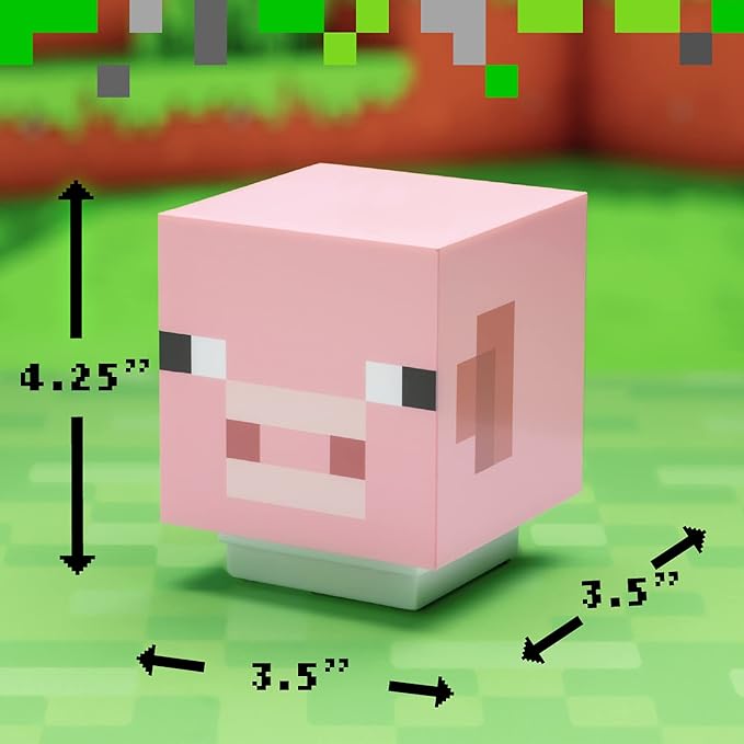 Paladone Minecraft Pig Light with Sound, Handheld Night Light & Fun Minecraft Toy for Kids, Minecraft Room Decor - LeafyLoom
