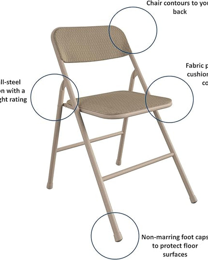 COSCO 5 Piece, Tan Folding Table and Chair Set. - LeafyLoom