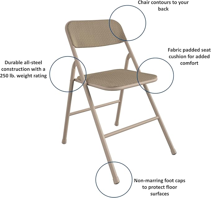 COSCO 5 Piece, Tan Folding Table and Chair Set. - LeafyLoom