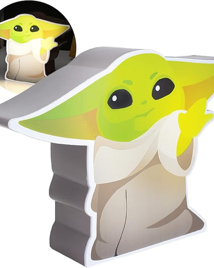 The Mandalorian Baby Yoda Night Light, Grogu The Child Officially Licensed Star Wars Bedroom Decor and Desk Lamp - LeafyLoom