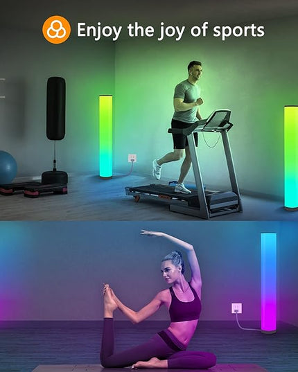 Marlrin 2-Pack RGB Corner Floor Lamp for Living Room APP Smart Music Sync Color Changing LED Lights Bedroom Colorful Decoration Lamp Soft Mood Lighting Dimmable with Remote Control - LeafyLoom