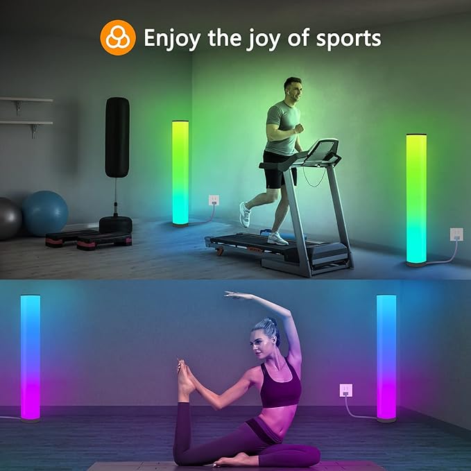 Marlrin 2-Pack RGB Corner Floor Lamp for Living Room APP Smart Music Sync Color Changing LED Lights Bedroom Colorful Decoration Lamp Soft Mood Lighting Dimmable with Remote Control - LeafyLoom