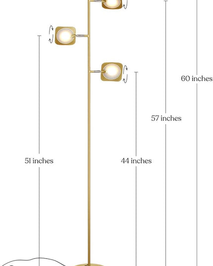 Brightech Tree Floor Lamp for Living Rooms & Offices, Dimmable Standing Lamp for Bedroom Reading, LED Spotlight Floor Lamp, Tall Lamp with Adjustable Panels for Minimal Space Use - Antique Brass - LeafyLoom