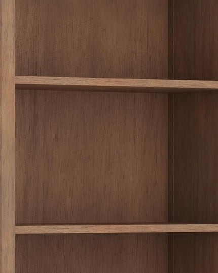 SIMPLIHOME Amherst SOLID WOOD 30 Inch Wide Transitional 5 Shelf Bookcase in Rustic Natural Aged Brown, for The Living Room, Study Room and Office - LeafyLoom