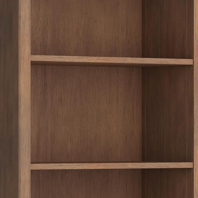 SIMPLIHOME Amherst SOLID WOOD 30 Inch Wide Transitional 5 Shelf Bookcase in Rustic Natural Aged Brown, for The Living Room, Study Room and Office - LeafyLoom