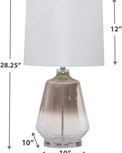 Signature Design by Ashley Jaslyn Ombre 28" Glass Table Lamp with White Shade, Silver Finish - LeafyLoom