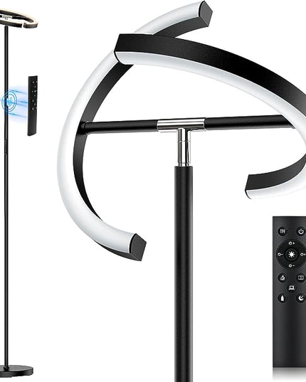 Floor Lamps for Living Room,SIBRILLE Modern Stepless Dimmable Standing Lamp 3000-6000K,20W LED Rotatable Reading Light,Touch&Remote Control Uplighter Floor Lamp for Living Room Bedroom Office - LeafyLoom