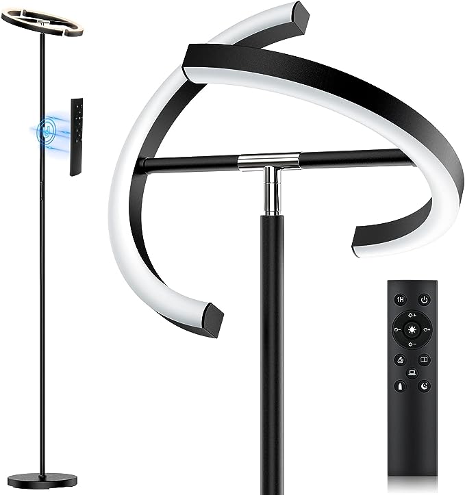 Floor Lamps for Living Room,SIBRILLE Modern Stepless Dimmable Standing Lamp 3000-6000K,20W LED Rotatable Reading Light,Touch&Remote Control Uplighter Floor Lamp for Living Room Bedroom Office - LeafyLoom