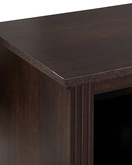 ROCKPOINT 58inch TV Stand Media Console for TV’s up to 65 Inches, Home Living Room Storage Console, Entertainment Center with 4 Open Storage Shelves, Modern TV Console Table (Mahogany Brown) - LeafyLoom