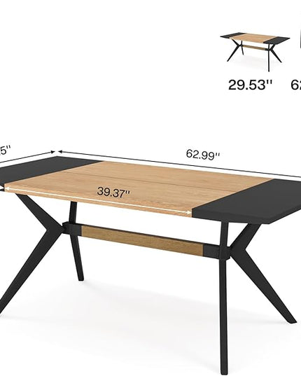 63" W Executive Desk, Extra Sturdy Thickened Wooden Workstation Study Desk Computer Desk Large Home Office Writing Desk for Home Office - LeafyLoom