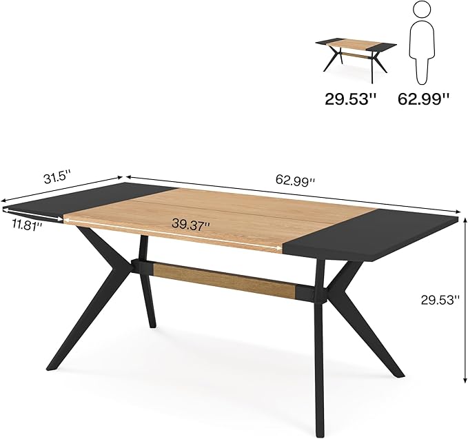 63" W Executive Desk, Extra Sturdy Thickened Wooden Workstation Study Desk Computer Desk Large Home Office Writing Desk for Home Office - LeafyLoom