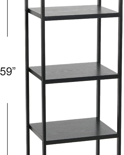 Household Essentials 5 Shelf Free Standing Book Case, Black Oak Finish - LeafyLoom