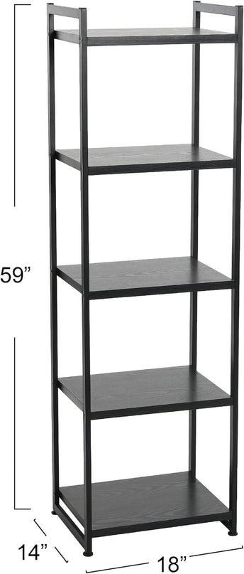 Household Essentials 5 Shelf Free Standing Book Case, Black Oak Finish - LeafyLoom