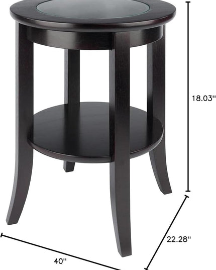 Winsome Genoa Rectangular Coffee Table with Glass Top and Shelf & Wood Genoa Occasional Table, Espresso - LeafyLoom