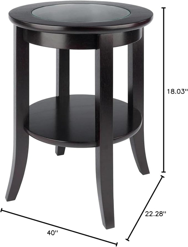 Winsome Genoa Rectangular Coffee Table with Glass Top and Shelf & Wood Genoa Occasional Table, Espresso - LeafyLoom