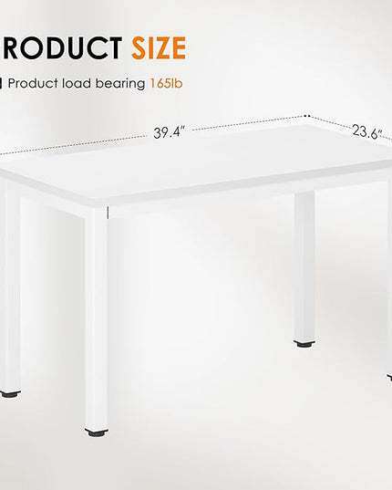 DlandHome 39 inches Small Computer Desk for Home Office Activity Table Writing Table for Small Spaces Study Table Student Laptop Desk White DND-AC3DW-100 - LeafyLoom