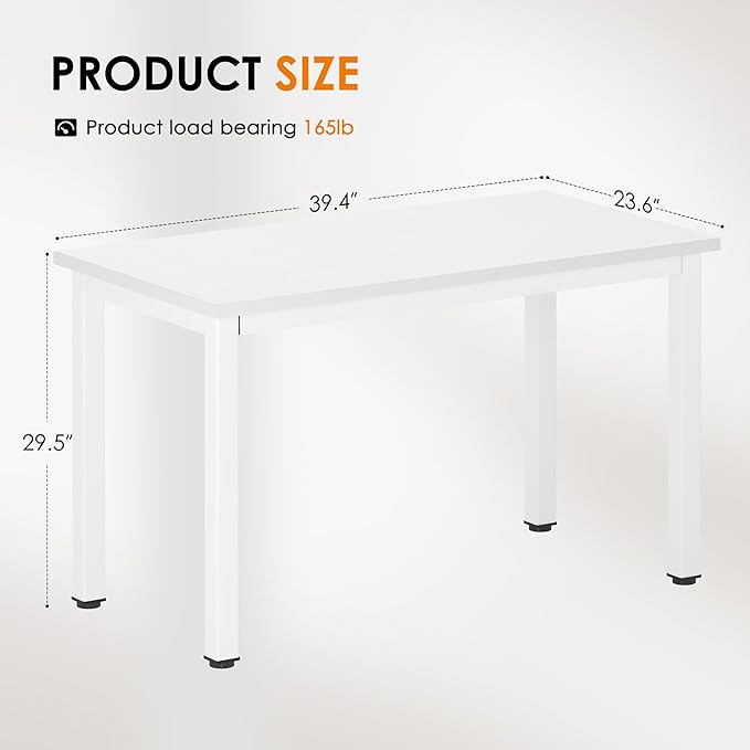 DlandHome 39 inches Small Computer Desk for Home Office Activity Table Writing Table for Small Spaces Study Table Student Laptop Desk White DND-AC3DW-100 - LeafyLoom