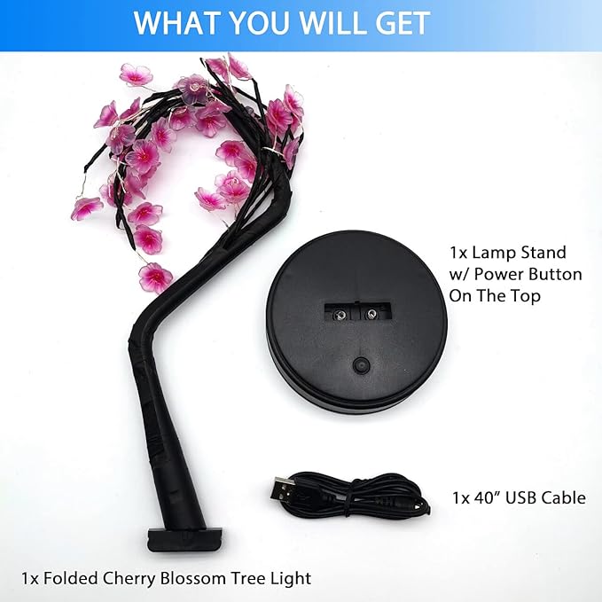 OTAVILEM Bonsai Tree Light, Tree Lamps for Living Room, Cute Night Light for House Decor, Good for Gifts, Home Decorations, Weddings, Christmas and More (Pink Cherry Blossom, 36 LED) - LeafyLoom