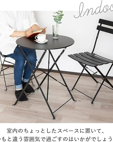 Indoor/Outdoor 3-Piece Foldable Bistro Set, Folding Outdoor Patio Furniture Sets, 2 Chairs and 1 Table, Weather-Resistant Outdoor/Indoor Conversation Set for Patio (White) - LeafyLoom