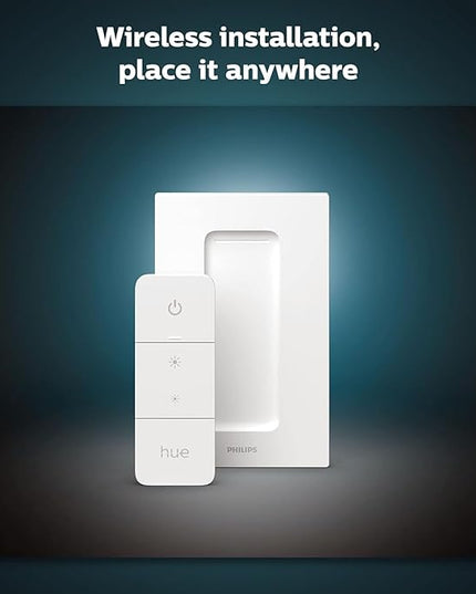 Philips Hue Smart Dimmer Switch with Remote, White - 1 Pack - Turns Hue Lights On, Off, Dims or Brightens - Requires Hue Bridge - Easy, No-Wire Installation PhilipsHue