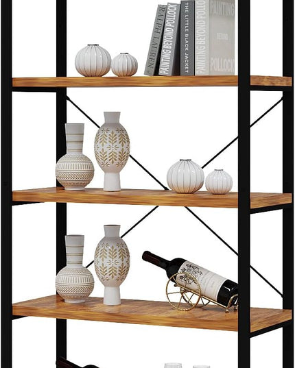 Tall Bookshelf with Large Storage,5 Tier Bookcase in Bedroom,Living Room and Office,Modern Wide Bookcase Shelf for Storing Books/Plants,Brown - LeafyLoom