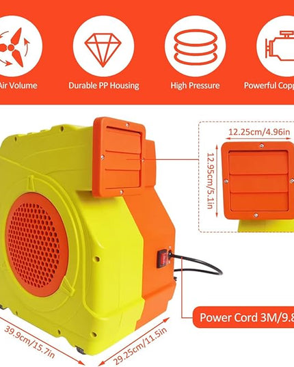 Inflatable Bounce House Blower,1400W-1600W,1.7 HP & 2 HP Dual Speed Inflatable Blower,Powerful Bounce House Air Blower Fan for Large Inflatable Bounce House, Bouncy Castle and Slides - LeafyLoom