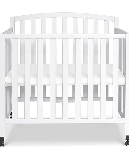 DaVinci Dylan Folding Portable 3-in-1 Convertible Mini Crib and Twin Bed in White, Greenguard Gold Certified - LeafyLoom