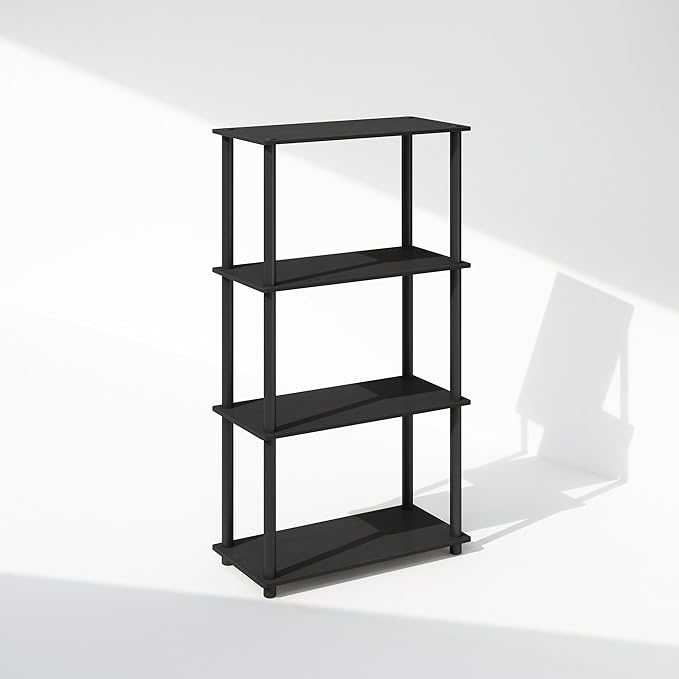 Furinno Turn-N-Tube 4-Tier Multipurpose Shelf Display Rack, Shelving Unit, Bookcase, Americano/Black - LeafyLoom