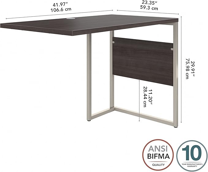 Bush Business Furniture Hybrid Desk Return/Bridge, 42W x 24D, Storm Gray - LeafyLoom