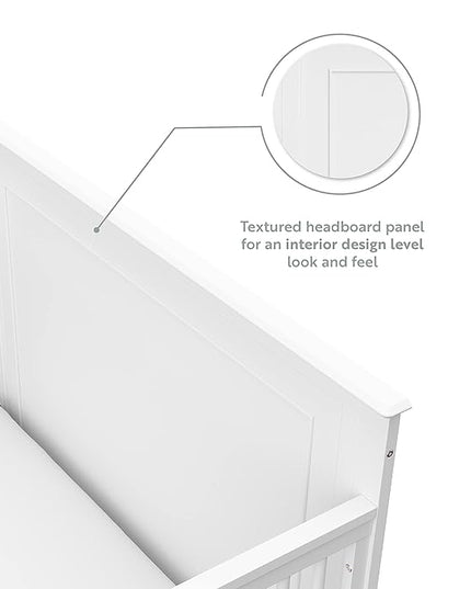 Storkcraft Solstice 5-In-1 Convertible Crib (White) – GREENGUARD Gold Certified, Converts to Toddler Bed and Full-Size Bed, Fits Standard Full-Size Crib Mattress, Adjustable Mattress Support Base - LeafyLoom