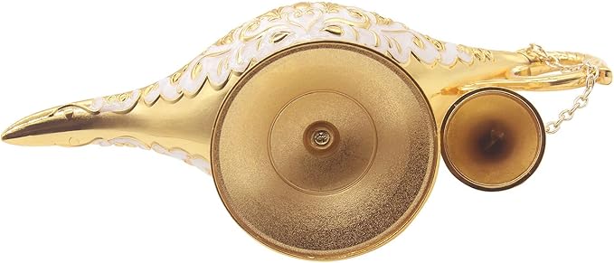 Classic Vintage Collectable Rare Legend Aladdin Magic Genie Costume Lamp Home Table Decoration & Gift, Golden White - LeafyLoom