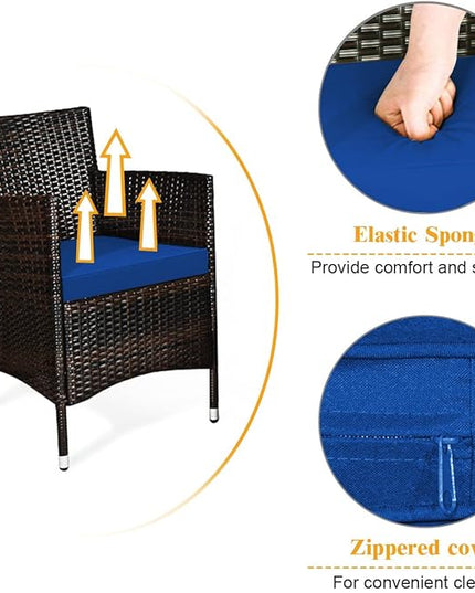 Goplus 4-Piece Rattan Patio Set, Outdoor/Indoor Wicker Conversation Set for Pool, Backyard, Lawn, Wicker Chairs and Sofa with Soft Cushion, Rattan Furniture with Tempered Glass Coffee Table - LeafyLoom