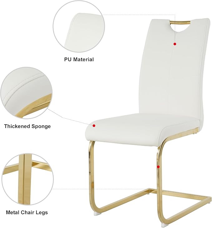 NicBex Haerin-SD-00372-LWJ Dining Chairs, 16.5"x17.9"x38.2", White and Gold - LeafyLoom