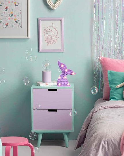 Cute Mermaid Tail Night Light, Mermaid Party Supplies, Mermaid Birthday Party Decorations, Mermaid Lamp, Battery Operated Led Light, Mermaid Bedroom Decor for Girls,Plastic(Purple） - LeafyLoom