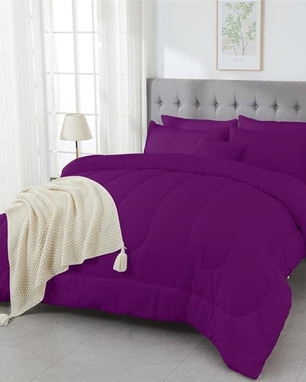 3 Piece Solid Color All Season Bedding Comforter Set Microfiber Soft Lightweight Bedding Set for Kids Teens Adults Room Decor with 1 Comforter and 2 Pillowcases Full - LeafyLoom