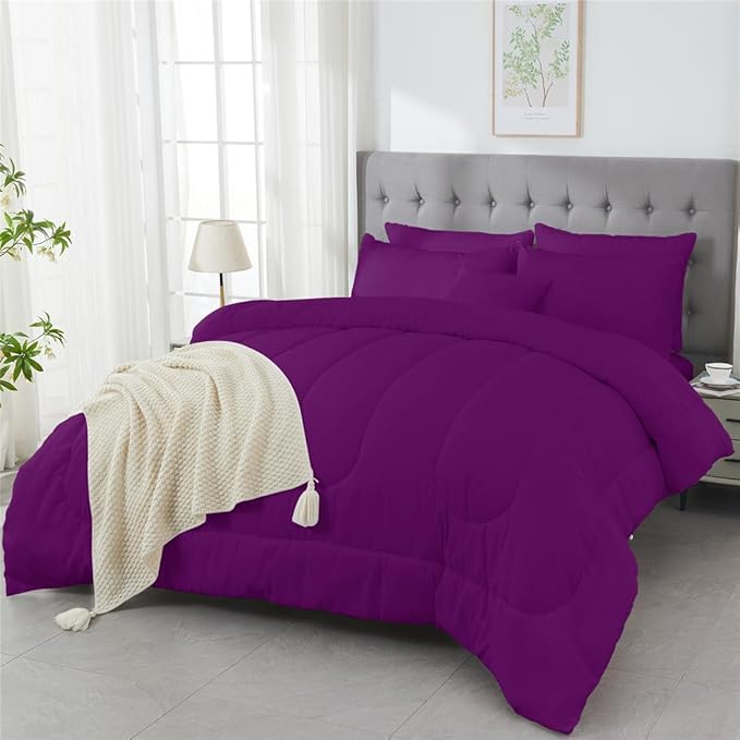 3 Piece Solid Color All Season Bedding Comforter Set Microfiber Soft Lightweight Bedding Set for Kids Teens Adults Room Decor with 1 Comforter and 2 Pillowcases Full - LeafyLoom