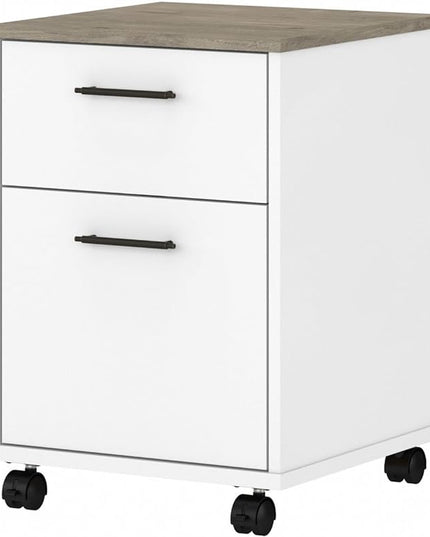 Bush KWF116G2W-03 2-Drawer Mobile File Cabinet Ltr/Lgl Shiplap Gray/Pure White 15.51-Inch - LeafyLoom