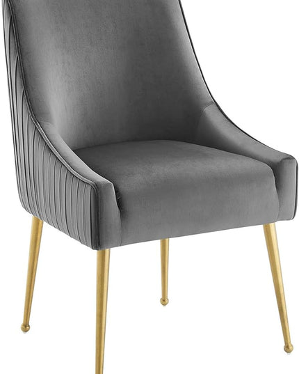 Modway Discern Pleated Back Upholstered Performance Velvet Dining Chair, Gray - LeafyLoom