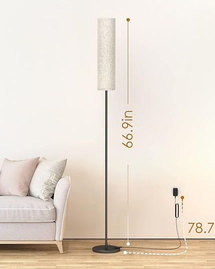 Floor Lamp,4 Color Temperature Modern LED Standing Lamp,Stepless Dimmer Remote Control Floor Lamps for Living Room/Bedroom/Office,3000k-7000k Elegant Tall Lamps with Linen Lamp Shade,Timmer - LeafyLoom