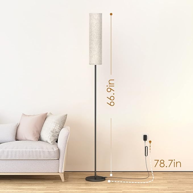 Floor Lamp,4 Color Temperature Modern LED Standing Lamp,Stepless Dimmer Remote Control Floor Lamps for Living Room/Bedroom/Office,3000k-7000k Elegant Tall Lamps with Linen Lamp Shade,Timmer - LeafyLoom