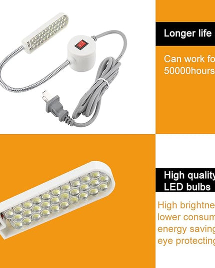Zerodis Sewing Machine Light LED Lighting, LED Lamp Magnetic Base LED Desk Lamp for Workbench Lathe Drill Press Daylight Flexible Arm Work Lamp(us) - LeafyLoom