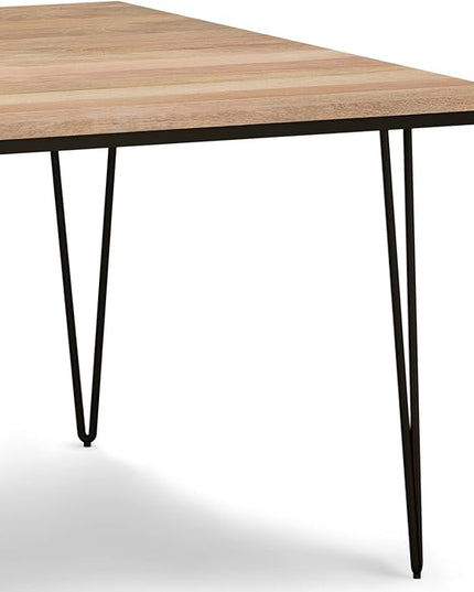 SIMPLIHOME Hunter SOLID MANGO WOOD and Metal 54 Inch Square Industrial Dining Table in Natural, For the Dining Room - LeafyLoom