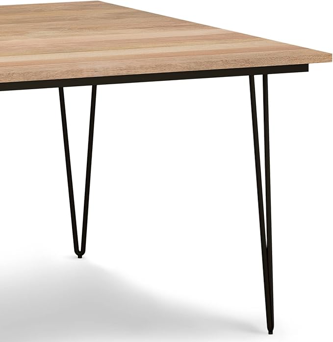 SIMPLIHOME Hunter SOLID MANGO WOOD and Metal 54 Inch Square Industrial Dining Table in Natural, For the Dining Room - LeafyLoom