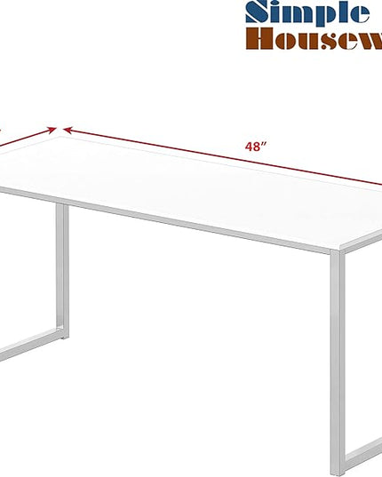 SHW Home Office 48-Inch Computer Desk, 24" Deep, White - LeafyLoom