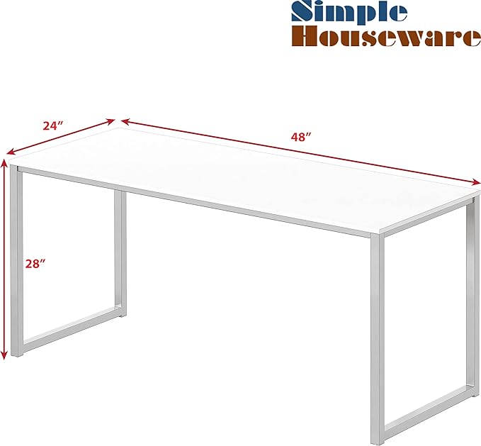 SHW Home Office 48-Inch Computer Desk, 24" Deep, White - LeafyLoom