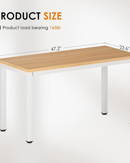DlandHome 47 inches Medium Computer Desk, Composite Wood Board, Decent and Steady Home Office Desk/Workstation/Table, BS1-120TW Teak and White Legs, 1 Pack - LeafyLoom